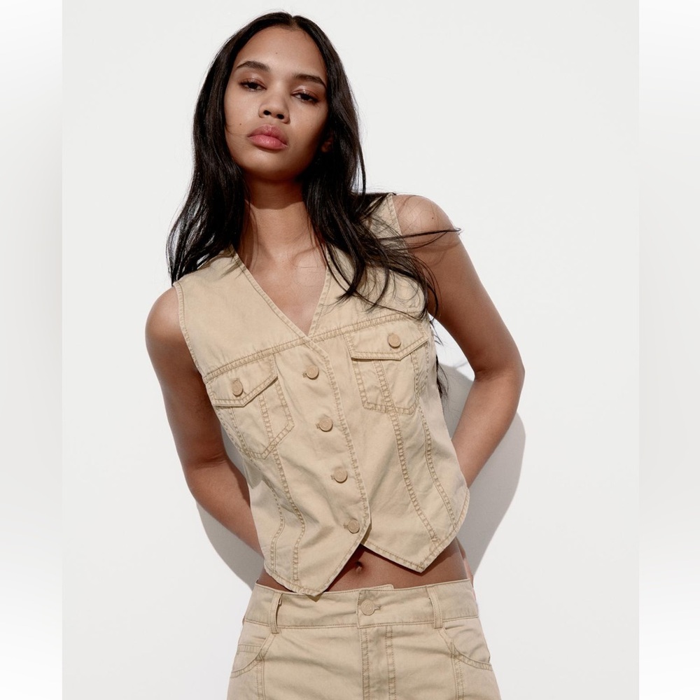 Zara NWT Washed Effect Vest size M